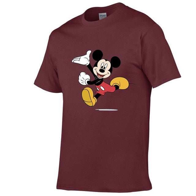 Disney Mickey Mouse Cartoon T-shirt Men Women Summer O-Neck T Shirt Casual Loose Color Print T-shirt Hip Hop Streetwear Top Tees