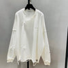 Korean Loose Pullover Shirts Women 2020 Spring New Ripped Hole BF Loose Round-Neck Long-Sleeve Mid-length Top Casual Hoodie Z127