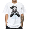 100% Cotton Men Cute T Shirt Cartoon Heart Pattern Bear Animal Print Tee Tops Short Sleeve Funny Harajuku T-Shirt Plus Size