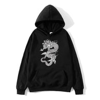 China Dragon Hooded Sweatshirt Men and Women Fashion Print Long Sleeves White Black Pullover Sweatshirt Chinese andDragon Hoodie