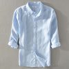 2018 spring new thin section fresh breathableseven-quarter sleeve linen shirt men's beach casual sunscreen cotton shirt